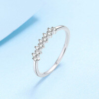 wholesale Pt950 plated 925 sterling silver ring for women with moissanite small pave diamonds, available for wholesale from the manufacturer-16.5 points Moissanite No. 19