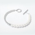 wholesale S925 Sterling Silver Fashion Popular Shell Bead Strand Bracelet OT Chain with Pearl Bracelet Exquisite Circle Buckle Accessory-0-3
