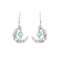 wholesale S925 Sterling Silver Bohemian Moonstone Mushroom Moon Cut-Out Earrings for Women, Cross-Border New Fashion-0-4