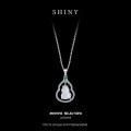 Sterling Silver Full-Zircon White Chalcedony Gourd Necklace-0-4
