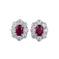 wholesale S925 Sterling Silver 4*6mm Oval Pigeon Blood Red Ruby Stud Earrings, Fashionable and Versatile for Everyday Wear-0-4