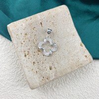 wholesale Silver S990 Hollow Wave Four-Leaf Clover Full Diamond Pendant, Fashionable Minimalist Personality and High-End Jewelry-Pure Silver Four-Leaf Clover Pendant>Pure Silver