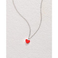 wholesale S925 Sterling Silver Small Red Heart Necklace for Women, Japanese and Korean Style Internet Celebrity Same Model Personalized Red Heart Pendant Collarbone Chain Necklace-0-0