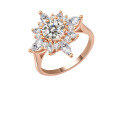 wholesale 18K Gold & S925 Sterling Silver Flower Ring Fashionable and Sophisticated 1 Carat Moissanite Diamond Ring-0-20