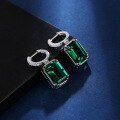 wholesale S925 Sterling Silver Radiant Elegance Earrings with High-Carbon Diamond Zircon and Emerald Ear Hooks for Women's Ins Wholesale and Drop Shipping-0-1