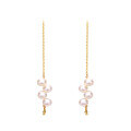 wholesale S925 Sterling Silver Japanese Style Minimalist Long Pearl Dangling Earrings Sweet Girly Personality Beaded Versatile Ear Threads-0-1