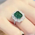 wholesale S925 Sterling Silver Transnational Elegant Luxury Simulated Emerald Cut 9*11 High Carbon Diamond Ring-0-1