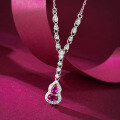 wholesale S925 Sterling Silver Gold-Plated, New Pink Corundum Small Gourd Pendant Necklace, Artificial Simulated Gemstone Jewelry for Women-0-0