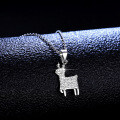 Sterling Silver Moissanite Pendant Christmas Reindeer Antler Necklace-0-1