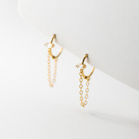 wholesale S925 Silver Shiny Chain Square Stud Ear Clips Korean Geometric Elegant French Retro Ear Jewelry M02138-S925 silver pair