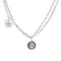 wholesale S925 Sterling Silver Korean-style Double-layer Circle Chain with "I Love You" Pendant and Queen Head Necklace-0-4