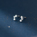 wholesale 999 Sterling Silver Small Fresh Row of Diamonds Five-Pointed Star Ear Studs Fashion Commuter Ear Jewelry for Women M05855-0-0