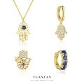 wholesale S925 Sterling Silver European and American Retro Hamsa Hand Earrings for Women, Light Luxury Fashion with Shiny Zirconia, Versatile Accessories-0-0