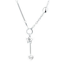 wholesale S925 Sterling Silver Multi-element Accessory Star and Heart Pendant Necklace, Ins Street Style Collarbone Chain for Women-245L/approximately 10.7g 925 silver