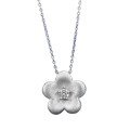 wholesale S925 silver gold-plated small floral pendant necklace with brushed finish, featuring a golden flower design in a new Chinese style-0-4