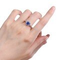 wholesale S925 Silver New Simulated Royal Blue 6*6mm Wide Square Ring for Women, Simple Engagement Ring-0-4