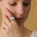wholesale S925 Sterling Silver New Luxury Retro Natural Moss Agate Ring Women's Cross-Border Exclusive-0-1