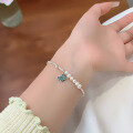 wholesale S925 Sterling Silver Breeze Crushed Silver Freshwater Pearl Bracelet for Women, Aquamarine Jadeite Butterfly Luxury Exquisite Hand String-0-4