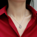 wholesale S925 Sterling Silver Moissanite Pendant "Heart with You" Necklace New Style Choker Chain from Source Factory Direct Shipping-0-3