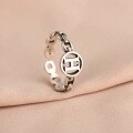 wholesale Sterling Silver Minimalist H Letter Adjustable Open Ring for Women, Fashionable and Unique Niche Smiley Hand Accessory-0-0