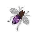 wholesale S925 Sterling Silver Natural Amethyst Designer Brooch Spider Insect Design Inlaid with Natural Colored Gemstones-0-0