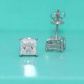 wholesale S925 Sterling Silver Moissanite Square Four-Prong Earrings for Women, Princess Minimalist Fashion Niche Design Zircon-0-2