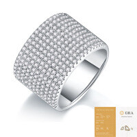 925 Silver 5-Row Full Pave Moissanite Ring for Women, Cross-Border New Luxury Style-R13845 Moissanite 1.1mm*242 beads (with GRA certificate)  US size 5/Hong Kong size 11