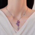 wholesale Metal material first: Cross-Border Hit Midnight Dream High-End Jewelry Plum Blossom Necklace for Women, Floral Colored Diamond Gemstone, High-End Craftsmanship Choker Necklace-0-1