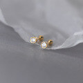wholesale S925 Sterling Silver Minimalist Ins-style Threaded Stud Earrings with Diamond for Pierced Ears M03369-0-1