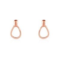 wholesale 14K Rose Gold, 9K Gold, 18K Yellow Gold AU750 Plain Gold Twist Stud Earrings Linear Earrings Wholesale for Women-Rose gold 9K gold