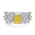 wholesale S925 Sterling Silver Yellow Diamond Ring for Women, Ice Cut Radiant Cut 8A Zircon Engagement Ring, Wedding Banquet European and American Cross-Border-0-25