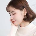 wholesale S925 Sterling Silver Bow-shaped Pink Synthetic Cat's Eye Stone Stud Earrings for Women Korean Style Fresh and Sweet Ear Accessories G0898-0-2