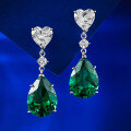 wholesale Metal Material: New European and American High Carbon Diamond Pear Drop 10*14 Green Diamond Earrings Ear Studs Women Cross-Border Style-0-1
