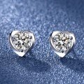 wholesale 925 Sterling Silver Moissanite Heart Stud Earrings for Women, Floral Heart Shape Earrings, Gift for Girlfriend or Best Friend-0-0