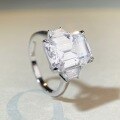 wholesale S925 Sterling Silver Large Cube Diamond Ring Women's Fashion High-End Square Emerald Cut Engagement Ring with Large Carat Stone-0-1