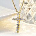 14K Gold-Plated 925 Sterling Silver 1ct Moissanite Geometric Cross Pendant Necklace-0-1
