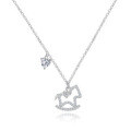 925 Sterling Silver Small Wooden Horse Necklace, 2025 New Women's Summer Pendant-0-1