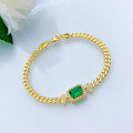 wholesale Metal Material, Mu Jing Jewelry New Simulated Emerald 6*8 Bracelet Simple Fashion Sense High-End Sense 1 Carat Bracelet for Women-0-2