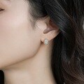 wholesale S925 Sterling Silver Cross-Border New Korean and Japanese Style Minimalist Geometric Opal Stud Earrings Fashion Trendy Women's Earrings Wholesale-0-2