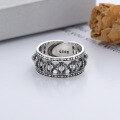 wholesale S925 Sterling Silver Retro Vintage Hollow-Out 3D Crown Stackable Ring Fashion Punk Style Adjustable Unisex Ring-0-1