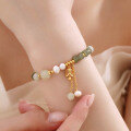 wholesale S925 Sterling Silver New Chinese Style Bamboo Pattern Peace Message Hetian Jade Bracelet for Women with Tassels Bamboo Knot Retro High-End Hand Accessory-0-2
