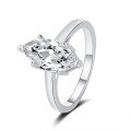 wholesale S925 sterling silver cross-border wholesale 1-carat marquise-cut simple moissanite ring for women, high-end silver jewelry accessories-0-5