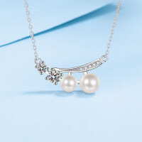 wholesale 925 Silver Necklace for Women, Tarnish-Free Moissanite Jewelry with High-End Freshwater Pearl Pendant, Wholesale Clavicle Chain-43 points 5-6mm/6-7mm bread beads>925 silver