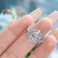 wholesale 925 Silver Zhuo Zhifan Jewelry New Ins European and American Ring 6*8 Oval Shining Snowflake Diamond Ring for Women-R418 White Diamond No. 8