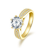 S925 Sterling Silver 1-Carat Classic Brilliant Moissanite Engagement Ring-Satisfactory [K Gold] - 2 Carat  9 US Dollars