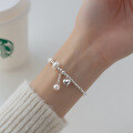 wholesale S925 silver pearl love bead bracelet with a high-end ins feel, handmade round bead new style women's bracelet S4769-0-0
