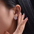 wholesale Sterling Silver 925 Mounted 2ct Pink High Carbon Diamond Stud Earrings with 7*7 Ice Flower Cut Simple Design-0-2