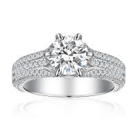 wholesale 925 Sterling Silver 2 Carat Exaggerated Six-Claw Micro-Paved Zirconia Ring Women's Jewelry Wholesale for Cross-Border Wish Best Sellers-Platinum US size 9#