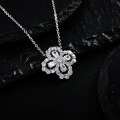 S925 Silver Four-Leaf Clover Pendant Necklace, Moissanite, Light Luxury Style-0-5