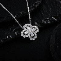 S925 Silver Four-Leaf Clover Pendant Necklace, Moissanite, Light Luxury Style-S925 Sterling Silver + Zircon YD-5082B 925 Silver